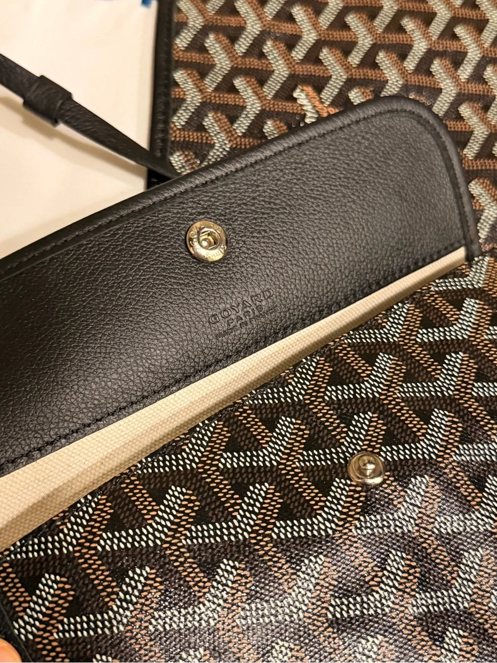 Goyard Saint Louis GM tote in Black and Brown Goyard Canvas - Picture 7 of 16